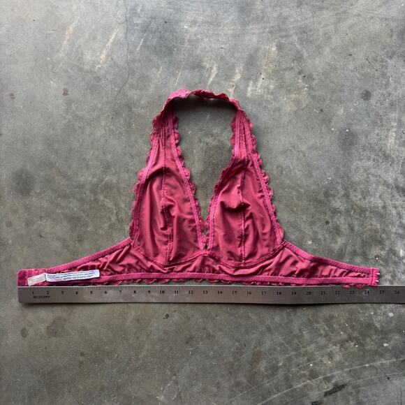Intimately Free People Halter Bralette Women’s Size Small Pink Floral Lace Bra - Picture 7 of 8